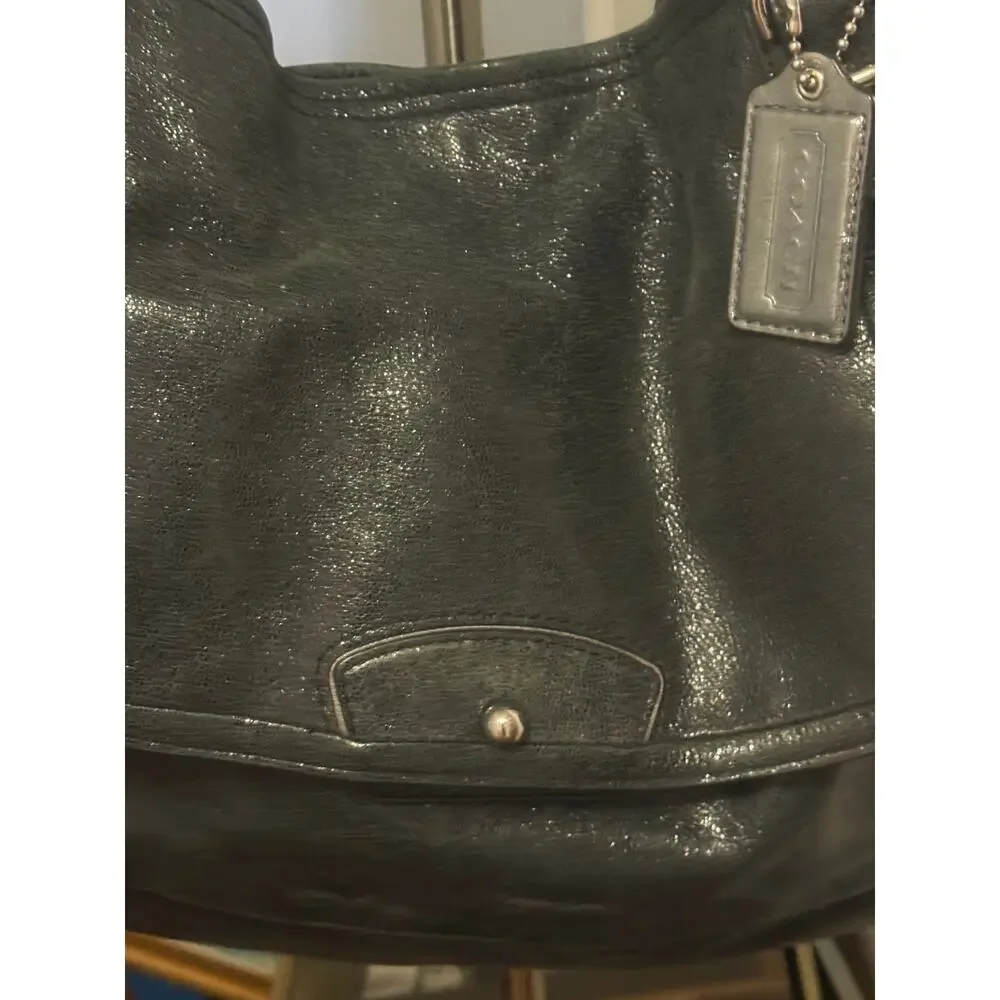 Coach Black Metallic Kristin Pinnacle Leather Classic Tote